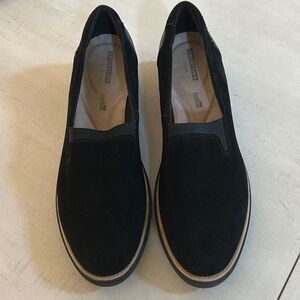 CLARKS Black Suede Loafers